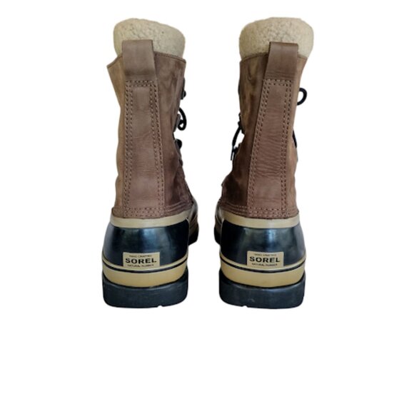 SOREL | Size 11 Brown Caribou Waterproof Leather Winter Snow Boots Workwear - Picture 7 of 10
